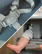 Kidnort Scaun de masa pentru copii Drommer Unique Grey pliabil structura din lemn cu 9 configuratii de inaltime centura de siguranta in 5 puncte pana la 75 kg dimensiune 59 x 46 x 79.5 cm perna de sezut inclusa
