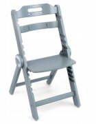 Kidnort Scaun de masa pentru copii Drommer Unique Grey pliabil structura din lemn cu 9 configuratii de inaltime centura de siguranta in 5 puncte pana la 75 kg dimensiune 59 x 46 x 79.5 cm perna de sezut inclusa