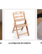 Kidnort Scaun de masa pentru copii Drommer Unique Maro pliabil structura din lemn cu 9 configuratii de inaltime centura de siguranta in 5 puncte pana la 75 kg dimensiune 59 x 46 x 79.5 cm perna de sezut inclusa