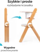Kidnort Scaun de masa pentru copii Drommer Unique Maro pliabil structura din lemn cu 9 configuratii de inaltime centura de siguranta in 5 puncte pana la 75 kg dimensiune 59 x 46 x 79.5 cm perna de sezut inclusa