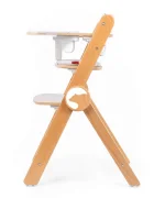 Kidnort Scaun de masa pentru copii Drommer Unique Maro pliabil structura din lemn cu 9 configuratii de inaltime centura de siguranta in 5 puncte pana la 75 kg dimensiune 59 x 46 x 79.5 cm perna de sezut inclusa