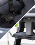 Kidnort Scaun de masa pentru copii Drommer Unique Negru pliabil structura din lemn cu 9 configuratii de inaltime centura de siguranta in 5 puncte pana la 75 kg dimensiune 59 x 46 x 79.5 cm perna de sezut inclusa