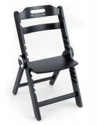 Kidnort Scaun de masa pentru copii Drommer Unique Negru pliabil structura din lemn cu 9 configuratii de inaltime centura de siguranta in 5 puncte pana la 75 kg dimensiune 59 x 46 x 79.5 cm perna de sezut inclusa