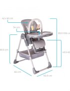 Kidnort Scaun de masa pentru copii Jordgubbe Brown multifunctional cu roti bara de jucarii spatar reglabil pozitie somn reglabil pe inaltime pe 6 nivele tavita cu suport pentru pahar usor de pliat