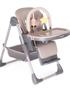 Kidnort Scaun de masa pentru copii Jordgubbe Brown multifunctional cu roti bara de jucarii spatar reglabil pozitie somn reglabil pe inaltime pe 6 nivele tavita cu suport pentru pahar usor de pliat
