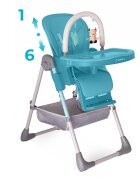 Kidnort Scaun de masa pentru copii Jordgubbe Green multifunctional cu roti bara de jucarii spatar reglabil pozitie somn reglabil pe inaltime pe 6 nivele tavita cu suport pentru pahar usor de pliat