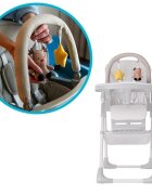 Kidnort Scaun de masa pentru copii Jordgubbe Green multifunctional cu roti bara de jucarii spatar reglabil pozitie somn reglabil pe inaltime pe 6 nivele tavita cu suport pentru pahar usor de pliat