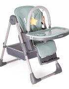 Kidnort Scaun de masa pentru copii Jordgubbe Green multifunctional cu roti bara de jucarii spatar reglabil pozitie somn reglabil pe inaltime pe 6 nivele tavita cu suport pentru pahar usor de pliat