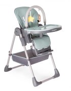 Kidnort Scaun de masa pentru copii Jordgubbe Green multifunctional cu roti bara de jucarii spatar reglabil pozitie somn reglabil pe inaltime pe 6 nivele tavita cu suport pentru pahar usor de pliat