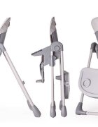 Kidnort Scaun de masa pentru copii Jordgubbe Grey multifunctional cu roti bara de jucarii spatar reglabil pozitie somn reglabil pe inaltime pe 6 nivele tavita cu suport pentru pahar usor de pliat
