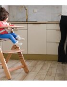 Kidnort Scaun de masa pentru copii multifunctional Drommer Brown pliabil din lemn transformabil cu sezut reglabil pe 11 nivele de inaltime picioare antiderapante cu pernuta inclusa capacitate maxim admisa 75 kg