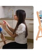 Kidnort Scaun de masa pentru copii multifunctional Drommer Brown pliabil din lemn transformabil cu sezut reglabil pe 11 nivele de inaltime picioare antiderapante cu pernuta inclusa capacitate maxim admisa 75 kg