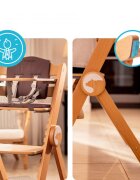 Kidnort Scaun de masa pentru copii multifunctional Drommer Brown pliabil din lemn transformabil cu sezut reglabil pe 11 nivele de inaltime picioare antiderapante cu pernuta inclusa capacitate maxim admisa 75 kg