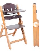 Kidnort Scaun de masa pentru copii multifunctional Drommer Brown pliabil din lemn transformabil cu sezut reglabil pe 11 nivele de inaltime picioare antiderapante cu pernuta inclusa capacitate maxim admisa 75 kg