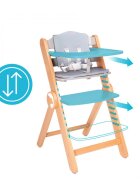 Kidnort Scaun de masa pentru copii multifunctional Drommer Grey pliabil din lemn transformabil cu sezut reglabil pe 11 nivele de inaltime picioare antiderapante cu pernuta inclusa capacitate maxim admisa 75 kg