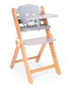 Kidnort Scaun de masa pentru copii multifunctional Drommer Grey pliabil din lemn transformabil cu sezut reglabil pe 11 nivele de inaltime picioare antiderapante cu pernuta inclusa capacitate maxim admisa 75 kg