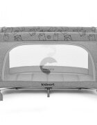 Kidnort Set Patut de calatorie Ihalig Light Gray cu geanta de transport salteluta pliabila usa cu fermoar si roti cu posibilitatea de blocare + Saltea cocos Comfort 8 cm