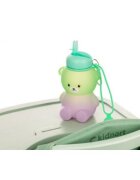 Kidnort Sticla de apa din silicon cu pai retractabil 600 ml Karlek VerdeViolet