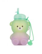 Kidnort Sticla de apa din silicon cu pai retractabil 600 ml Karlek VerdeViolet