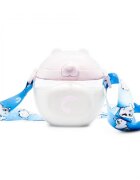 Kidnort Sticluta de apa din tritan pentru copii Bear sterilizabila pai moale din silicon cu bila gravitationala prevazuta cu snur reglabil capacitate 300 ml Pink