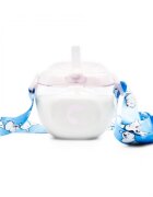 Kidnort Sticluta de apa din tritan pentru copii Bear sterilizabila pai moale din silicon cu bila gravitationala prevazuta cu snur reglabil capacitate 300 ml Pink