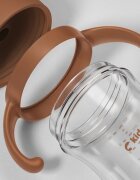 Kidnort Sticluta de apa din tritan pentru copii Bringebaer sterilizabila pai moale din silicon cu biluta gravitationala maner ergonomic capacitate 240 ml Brown