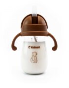 Kidnort Sticluta de apa din tritan pentru copii Bringebaer sterilizabila pai moale din silicon cu biluta gravitationala maner ergonomic capacitate 300 ml Brown