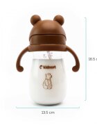 Kidnort Sticluta de apa din tritan pentru copii Bringebaer sterilizabila pai moale din silicon cu biluta gravitationala maner ergonomic capacitate 300 ml Brown