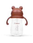 Kidnort Sticluta de apa din tritan pentru copii Bringebaer sterilizabila pai moale din silicon cu biluta gravitationala maner ergonomic capacitate 300 ml Brown
