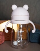 Kidnort Sticluta de apa din tritan pentru copii Bringebaer sterilizabila pai moale din silicon cu biluta gravitationala maner ergonomic capacitate 300 ml Pink