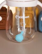 Kidnort Sticluta de apa din tritan pentru copii Bringebaer sterilizabila pai moale din silicon cu biluta gravitationala maner ergonomic capacitate 300 ml Pink
