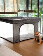 Kidnort Tarc de joaca pentru copii Snoen Light Grey pliabil design modern si sigur acces mare cu fermoar actionat din exterior husa depozitare inclusa dimensiune 126.5 x 74.5 cm