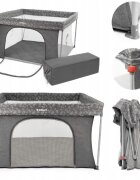 Kidnort Tarc de joaca pentru copii Snoen Light Grey pliabil design modern si sigur acces mare cu fermoar actionat din exterior husa depozitare inclusa dimensiune 126.5 x 74.5 cm