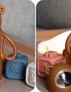Kidnort Termos de lichide si biberon pentru copii Paere 270 ml maro sterilizabil din otel inoxidabil echipat cu pai cu bila gravitationala si maner ergonomic izolare termica pana la 10 ore de la 6 luni