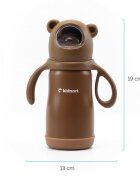 Kidnort Termos de lichide si biberon pentru copii Paere 270 ml maro sterilizabil din otel inoxidabil echipat cu pai cu bila gravitationala si maner ergonomic izolare termica pana la 10 ore de la 6 luni