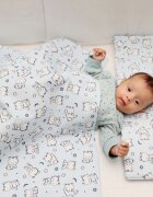 Kids Decor Lenjerie pat copii 4 piese Baby Bear Albastru KidsDecor din bumbac 70x110 cm 100x135 cm