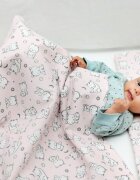 Kids Decor Lenjerie pat copii 4 piese Baby Bear roz KidsDecor din bumbac 60x120 cm 100x135 cm