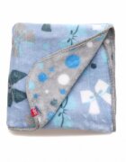 Kids Decor Paturica pufoasa de plus 2 fete bleu cu fundite si gri cu buline 75x75 cm