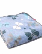 Kids Decor Paturica pufoasa de plus 2 fete bleu cu fundite si gri cu buline 75x75 cm
