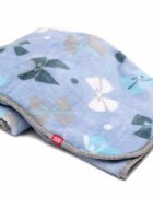 Kids Decor Paturica pufoasa de plus 2 fete bleu cu fundite si gri cu buline 75x75 cm