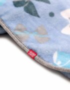 Kids Decor Paturica pufoasa de plus 2 fete bleu cu fundite si gri cu buline 75x75 cm
