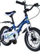 KidsCare Bicicleta pentru copii 2-4 ani HappyCycles 12 inch cu roti ajutatoare si frane pe disc albastru