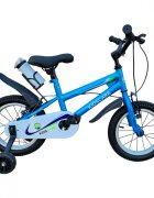 KidsCare Bicicleta pentru copii HappyBoy Albastra 12 inch cu roti ajutatoare frane de mana sticla inclusa 2-4 ani