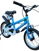 KidsCare Bicicleta pentru copii HappyBoy Albastra 12 inch cu roti ajutatoare frane de mana sticla inclusa 2-4 ani