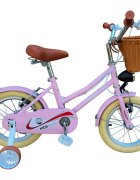 KidsCare Bicicleta pentru copii HappyGirl Roz 12 inch cu roti ajutatoare frane de mana cosulet 2-4 ani