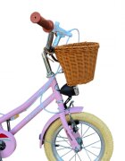KidsCare Bicicleta pentru copii HappyGirl Roz 14 inch cu roti ajutatoare frane de mana cosulet 3-6 ani