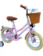 KidsCare Bicicleta pentru copii HappyGirl Roz 14 inch cu roti ajutatoare frane de mana cosulet 3-6 ani