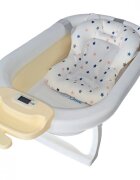 KidsCare Cadita pliabila Bej cu suport metalic termometru perna reductor jucarii protectie cap cana pliabila