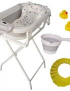 KidsCare Cadita pliabila Gri cu suport metalic termometru perna reductor jucarii protectie cap cana pliabila