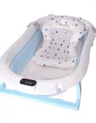 KidsCare Cadita pliabila pentru bebelusi Albastra cu suport metalic termometru perna reductor jucarii protectie cap cana pliabila